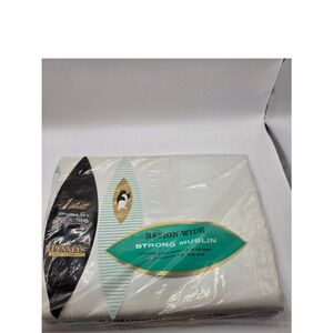 Penney's Nation-Wide Muslin Flat Sheet White Vintage New Old Stock 81 x 108